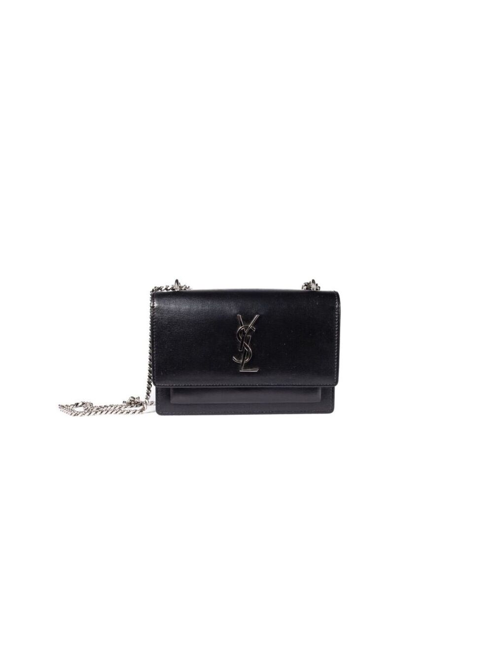 YSL Saint Laurent black and silver evening bag